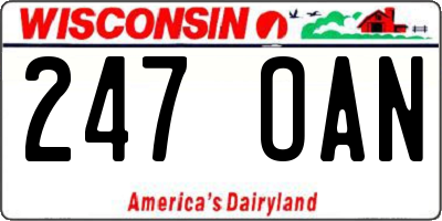 WI license plate 247OAN