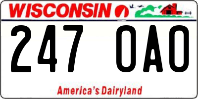 WI license plate 247OAO