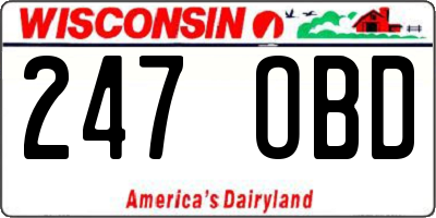 WI license plate 247OBD