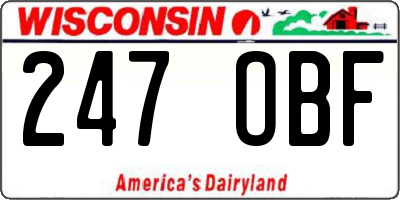 WI license plate 247OBF