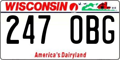 WI license plate 247OBG