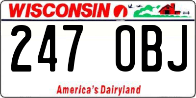 WI license plate 247OBJ