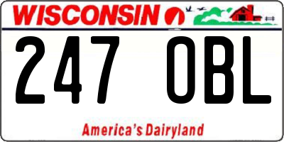 WI license plate 247OBL