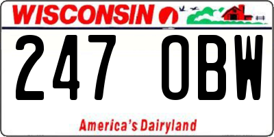 WI license plate 247OBW