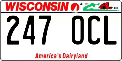 WI license plate 247OCL