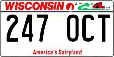 WI license plate 247OCT