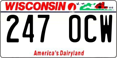 WI license plate 247OCW
