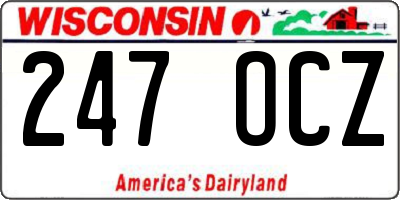 WI license plate 247OCZ