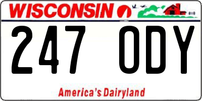 WI license plate 247ODY