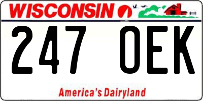 WI license plate 247OEK