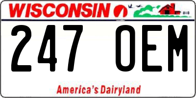 WI license plate 247OEM