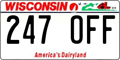 WI license plate 247OFF