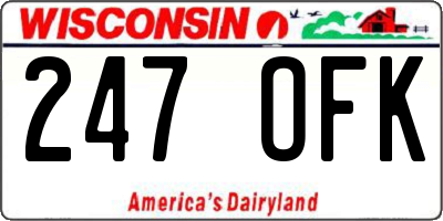WI license plate 247OFK