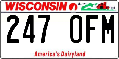 WI license plate 247OFM