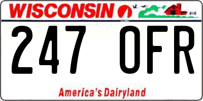 WI license plate 247OFR