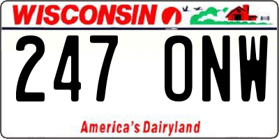 WI license plate 247ONW