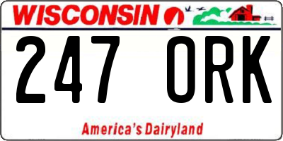 WI license plate 247ORK