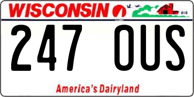 WI license plate 247OUS