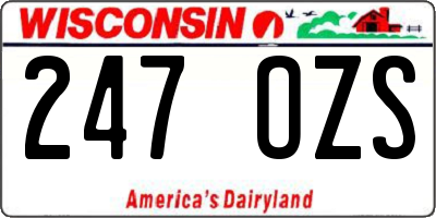 WI license plate 247OZS