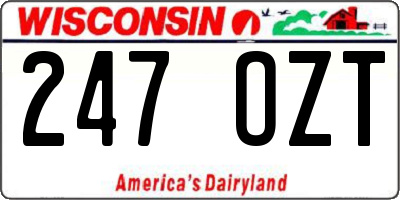 WI license plate 247OZT