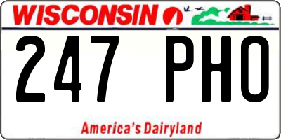 WI license plate 247PHO