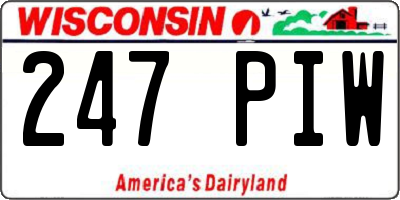 WI license plate 247PIW