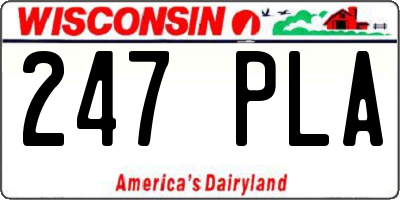 WI license plate 247PLA