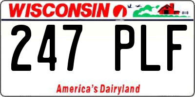 WI license plate 247PLF