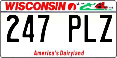 WI license plate 247PLZ