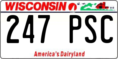 WI license plate 247PSC