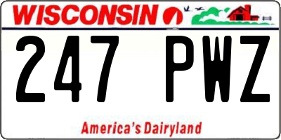WI license plate 247PWZ