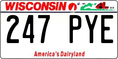 WI license plate 247PYE