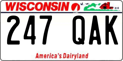 WI license plate 247QAK