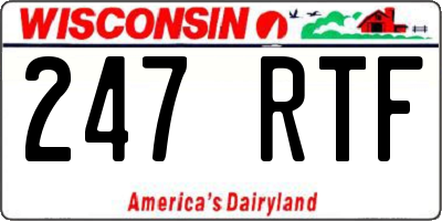 WI license plate 247RTF