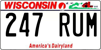 WI license plate 247RUM