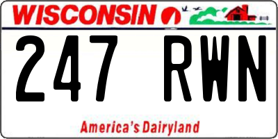 WI license plate 247RWN