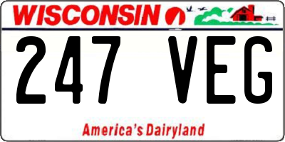 WI license plate 247VEG