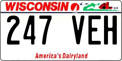 WI license plate 247VEH
