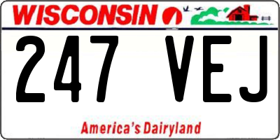 WI license plate 247VEJ