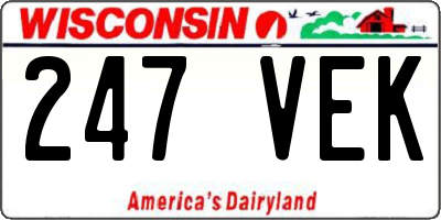 WI license plate 247VEK