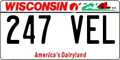 WI license plate 247VEL