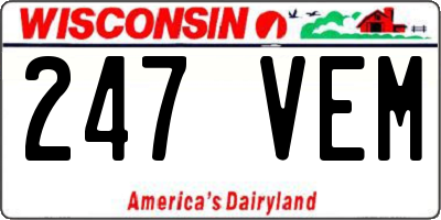 WI license plate 247VEM