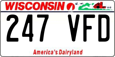 WI license plate 247VFD