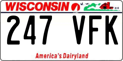 WI license plate 247VFK