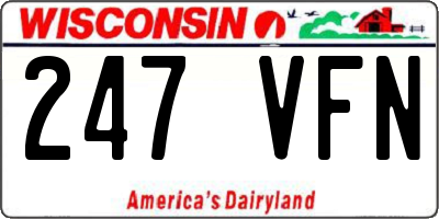 WI license plate 247VFN