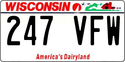 WI license plate 247VFW