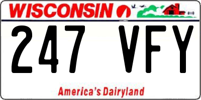WI license plate 247VFY