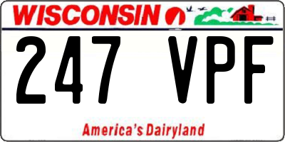 WI license plate 247VPF