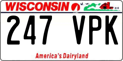 WI license plate 247VPK