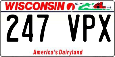 WI license plate 247VPX